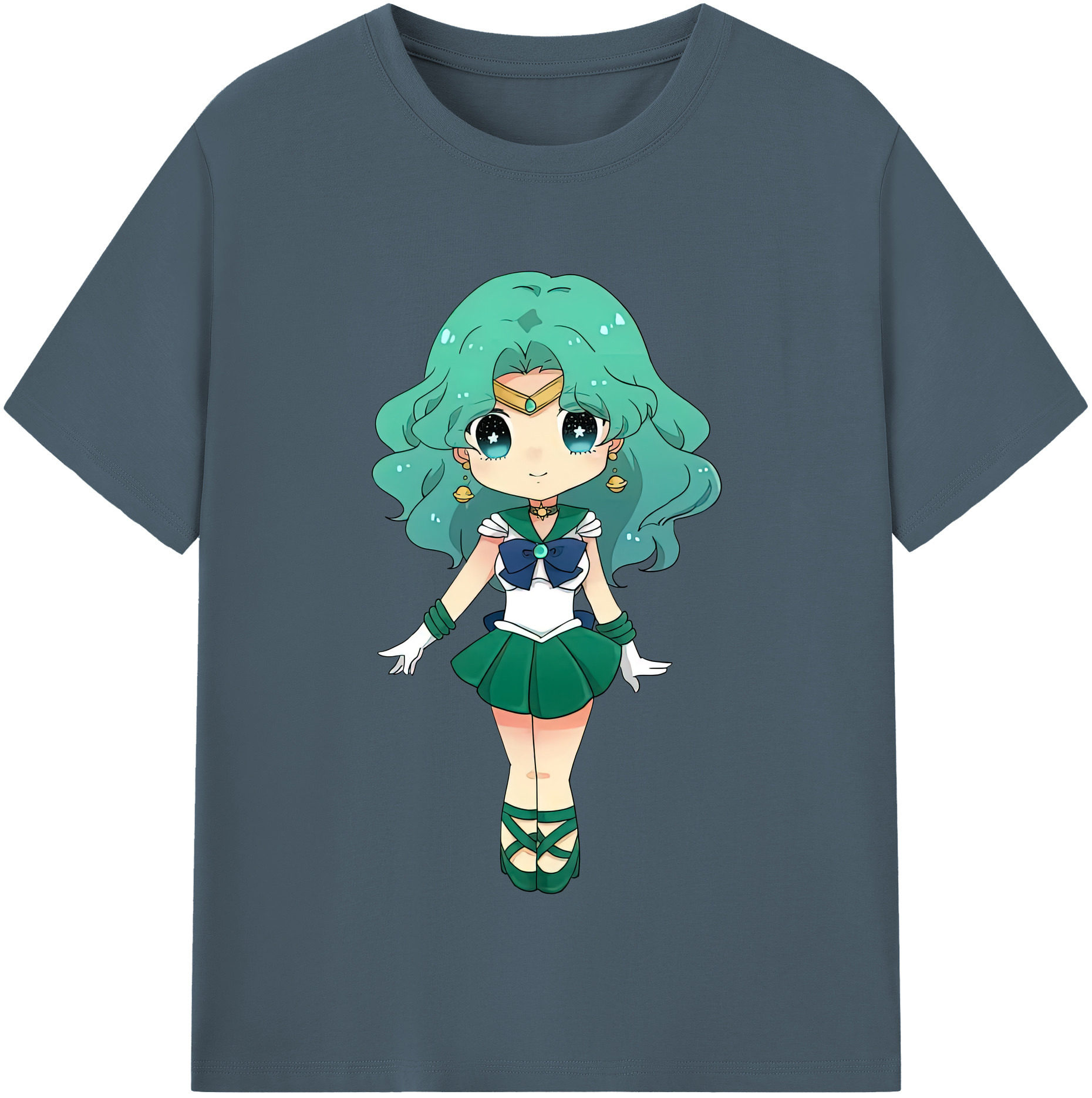 （画像用） 美少女戦士セーラームーン 海王 みちる（かいおう みちる） Sailor Moon Kaiou Michiru 綿100％半袖Tシャツ（フロントプリント）